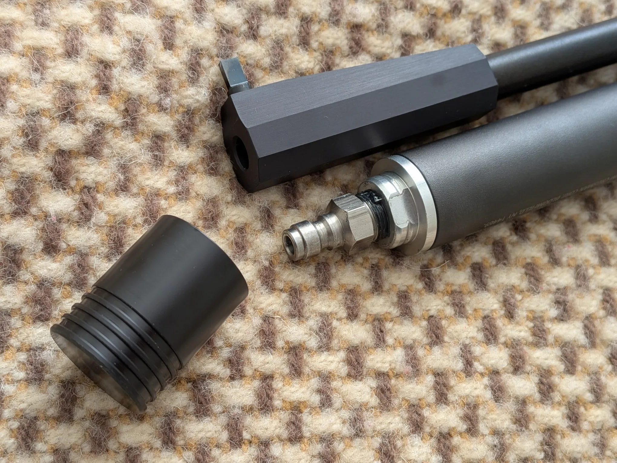 Crosman 1701P fill fitting with its protective cap removed