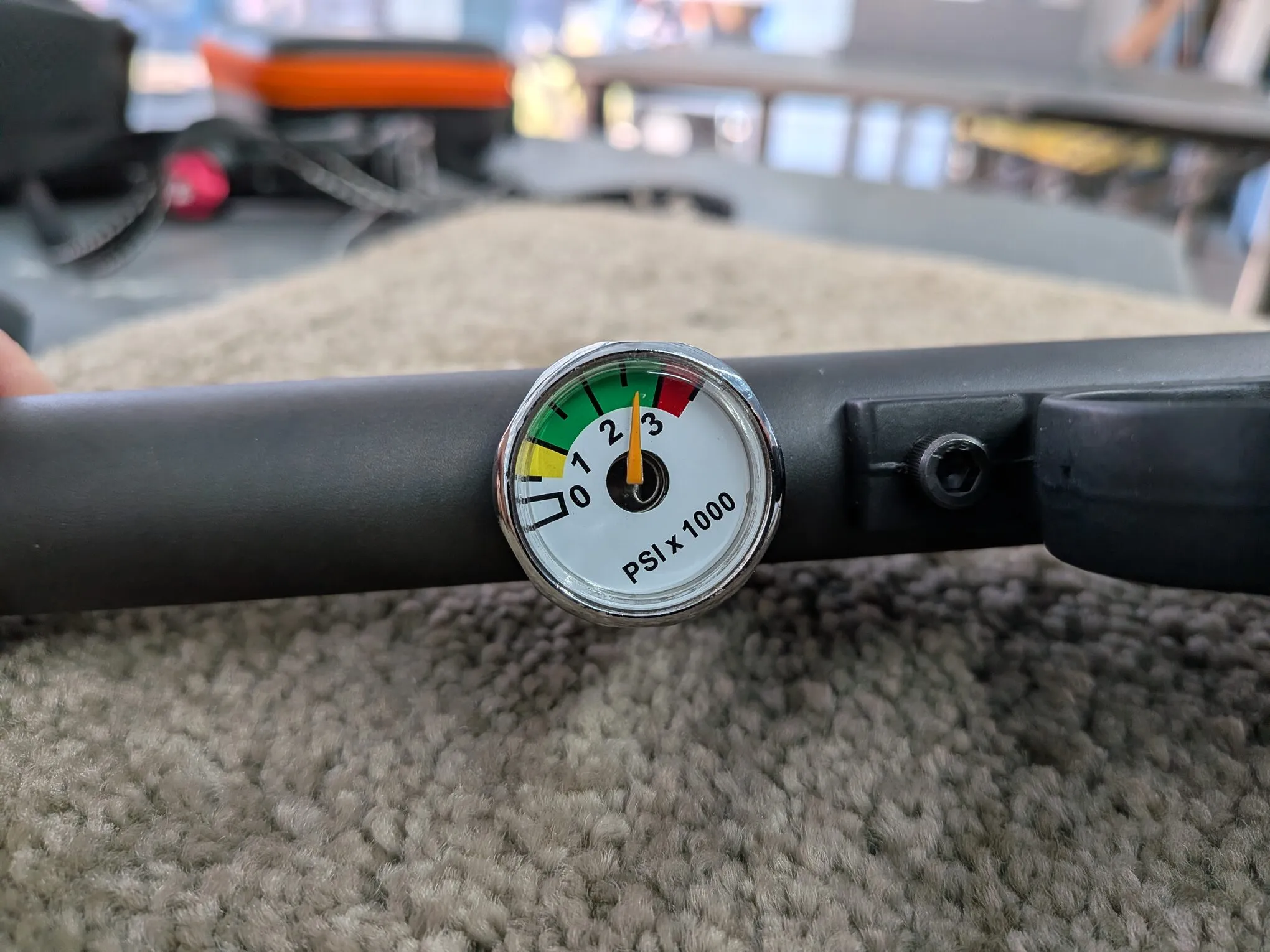 Underside pressure gauge on the Crosman 1701P