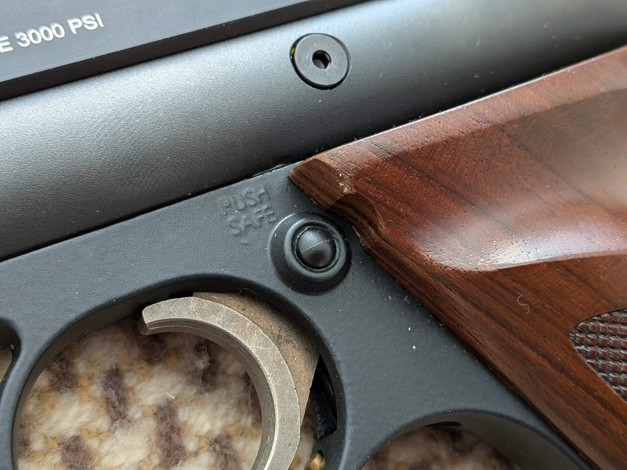 1701P safety pushed in with the red ring concealed